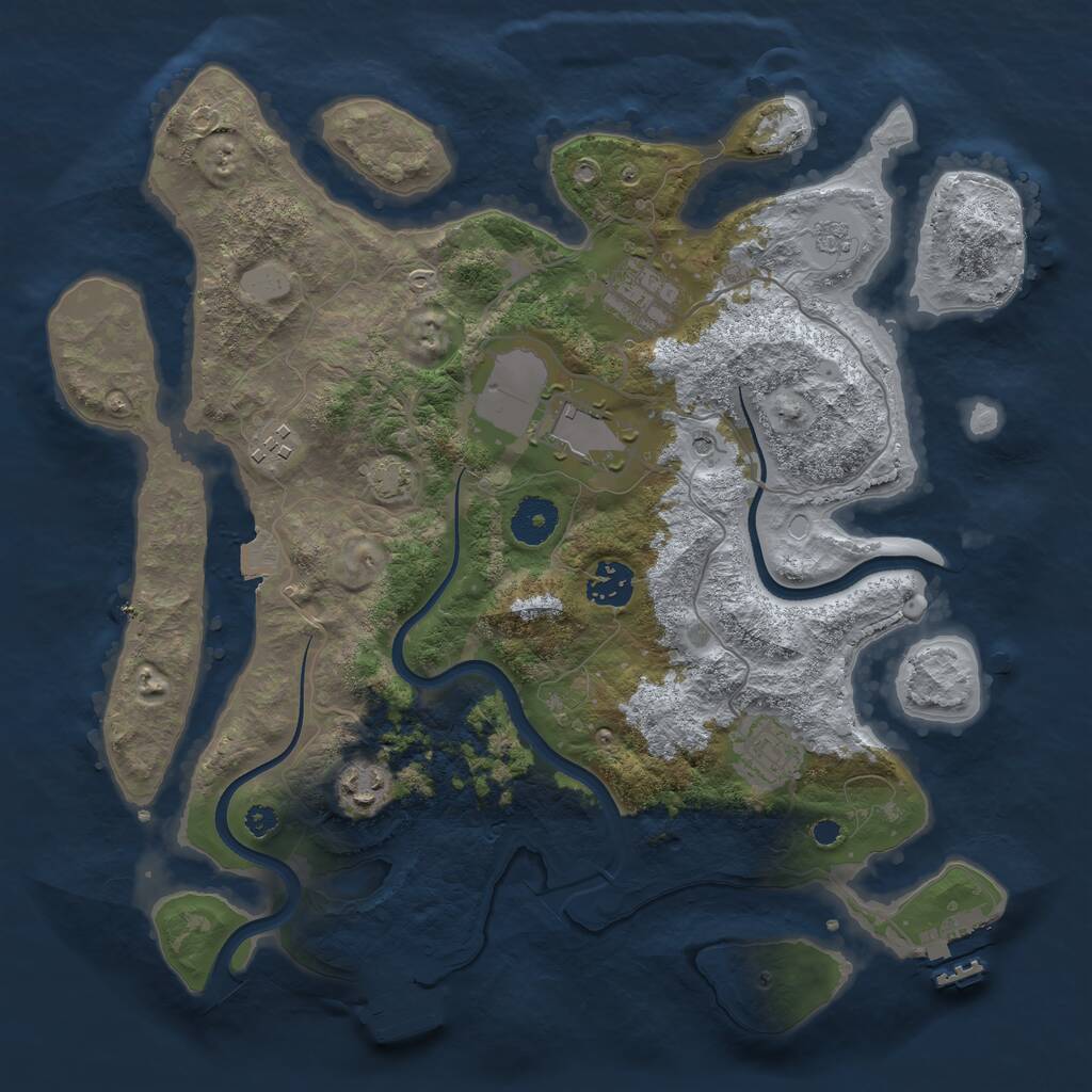 Rust Map: Procedural Map, Size: 3500, Seed: 29898265, 12 Monuments