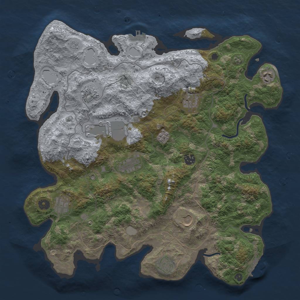 Rust Map: Procedural Map, Size: 4000, Seed: 1155568048, 19 Monuments