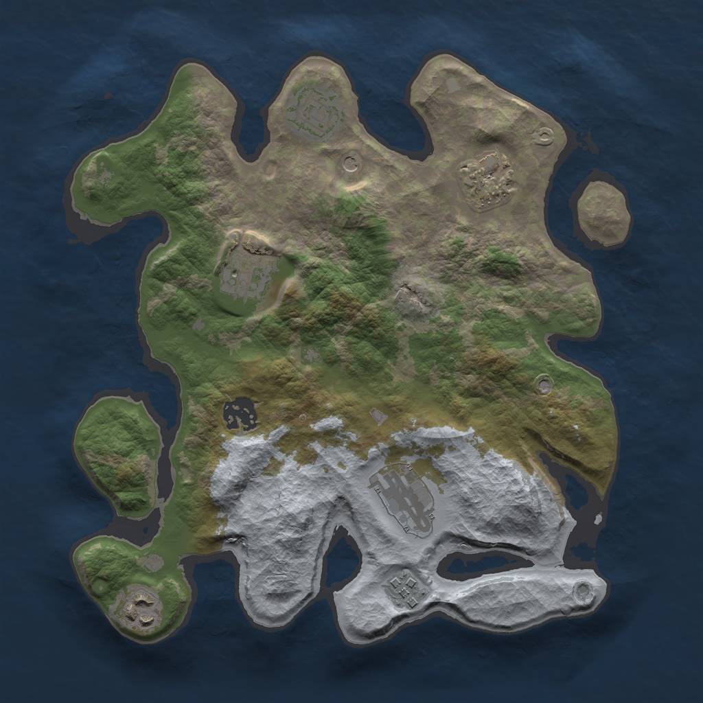 Rust Map: Barren, Size: 3000, Seed: 341642605, 10 Monuments