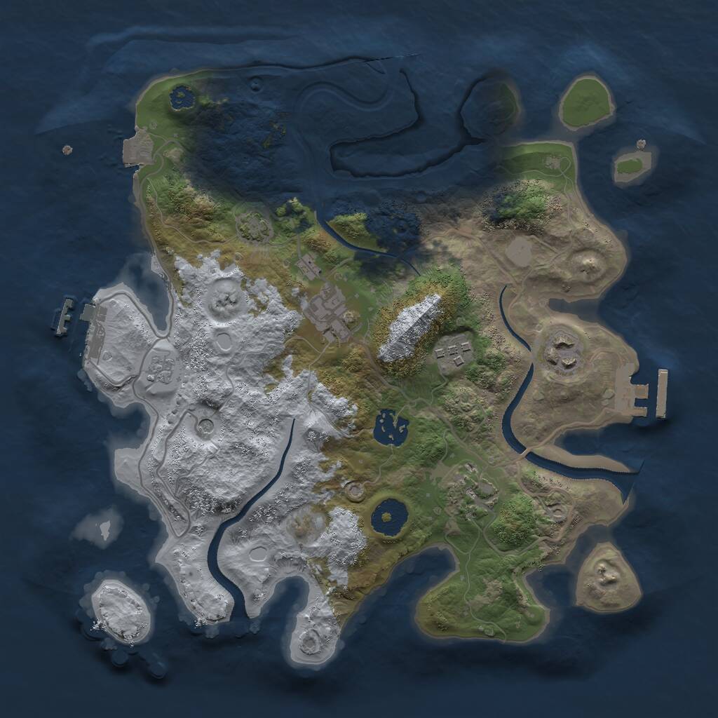 Rust Map: Procedural Map, Size: 3000, Seed: 654564, 11 Monuments