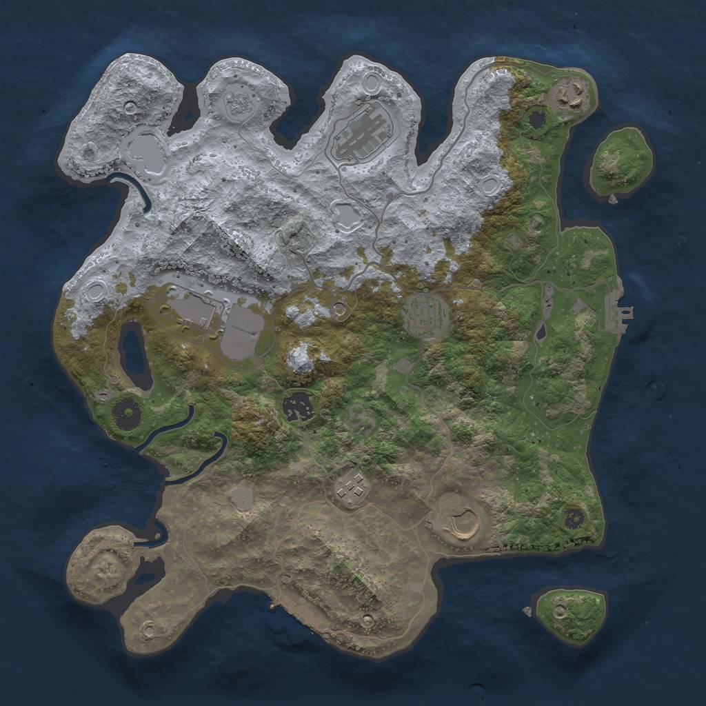 Rust Map: Procedural Map, Size: 3500, Seed: 1066607925, 16 Monuments