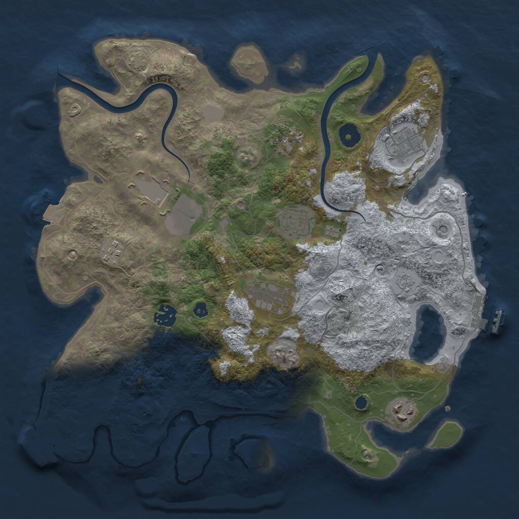 Rust Map: Procedural Map, Size: 3500, Seed: 1280101949, 14 Monuments