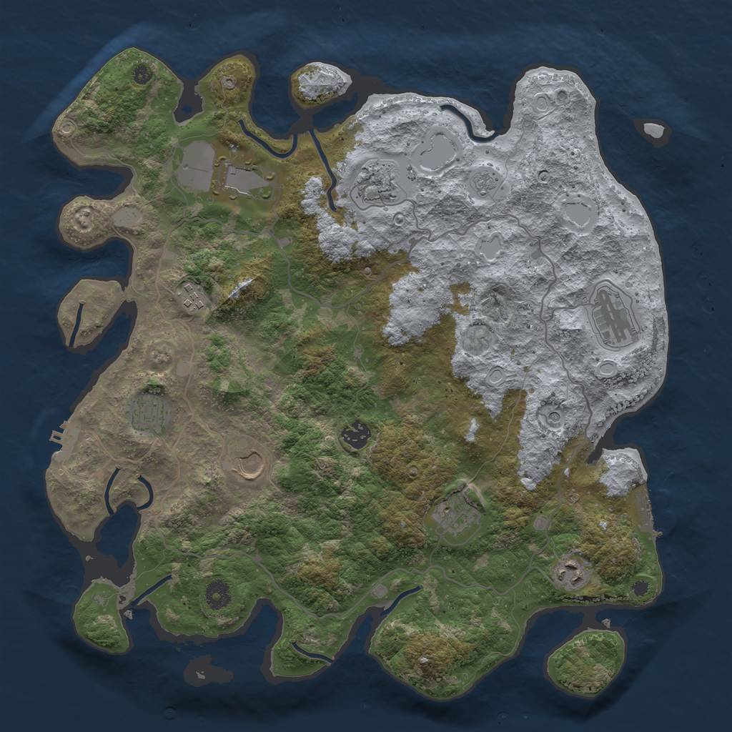 Rust Map: Procedural Map, Size: 4000, Seed: 137771986, 18 Monuments