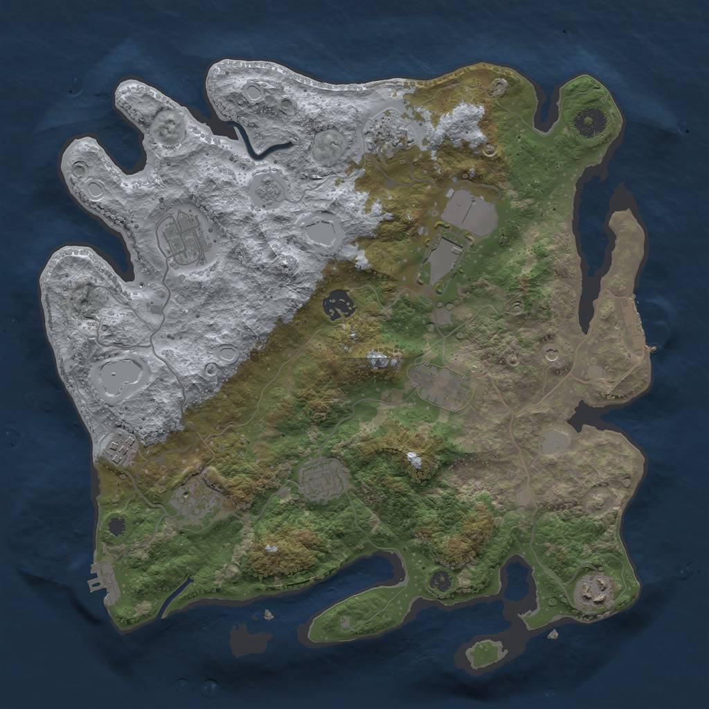 Rust Map: Procedural Map, Size: 3500, Seed: 3456543, 18 Monuments
