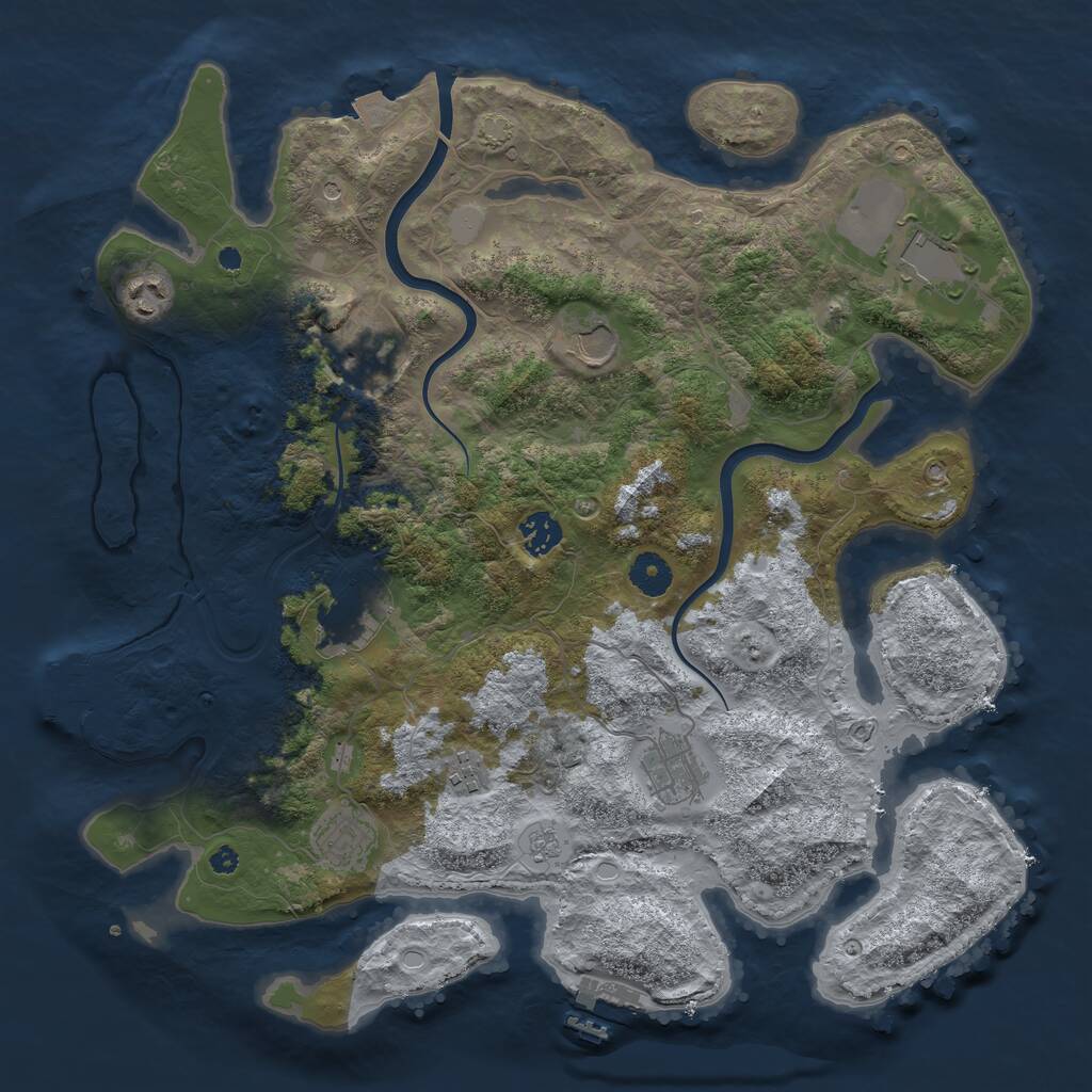 Rust Map: Procedural Map, Size: 3900, Seed: 9727533, 15 Monuments