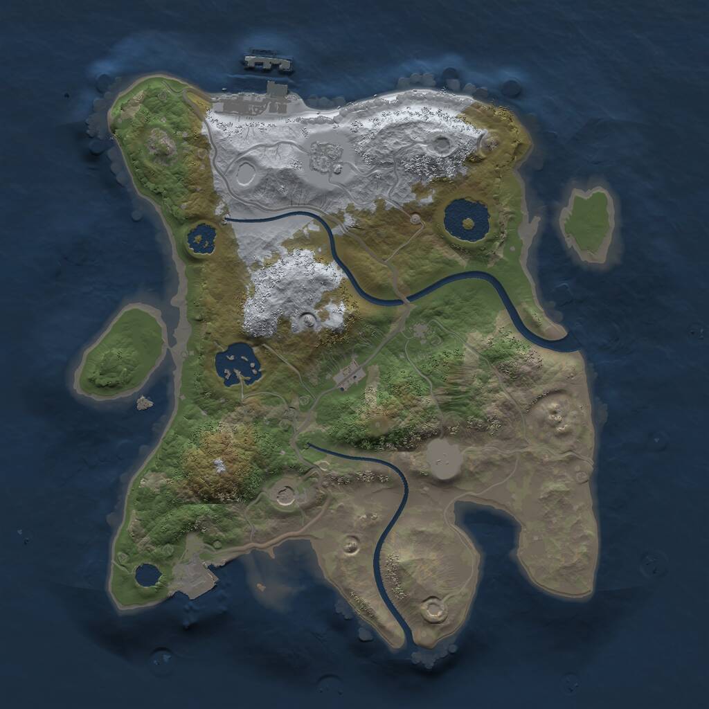 Rust Map: Procedural Map, Size: 2400, Seed: 1658, 5 Monuments