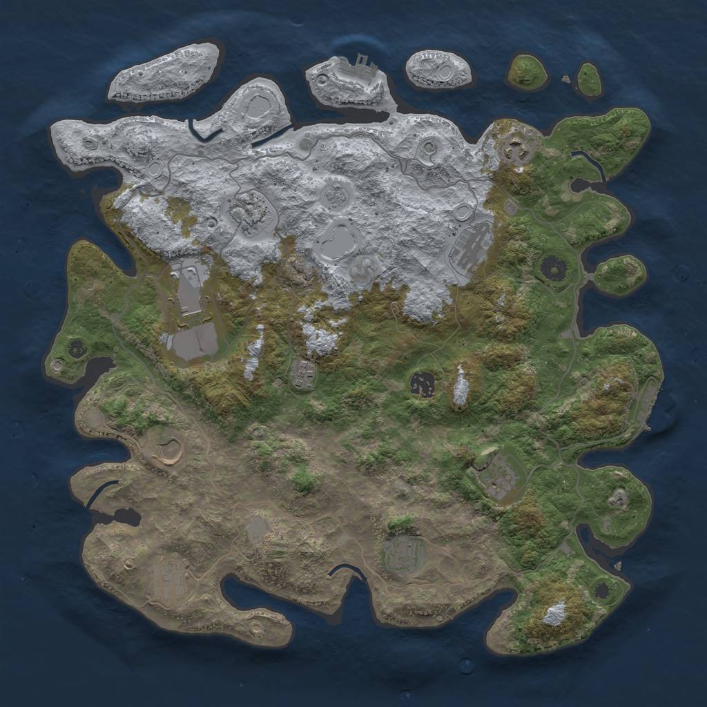Rust Map: Procedural Map, Size: 4100, Seed: 12702241, 19 Monuments