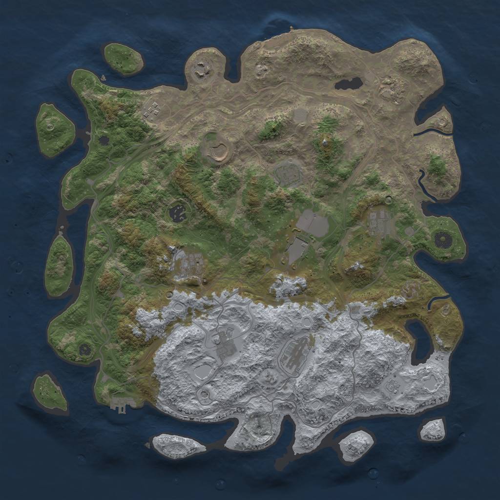 Rust Map: Procedural Map, Size: 4250, Seed: 1889397665, 20 Monuments