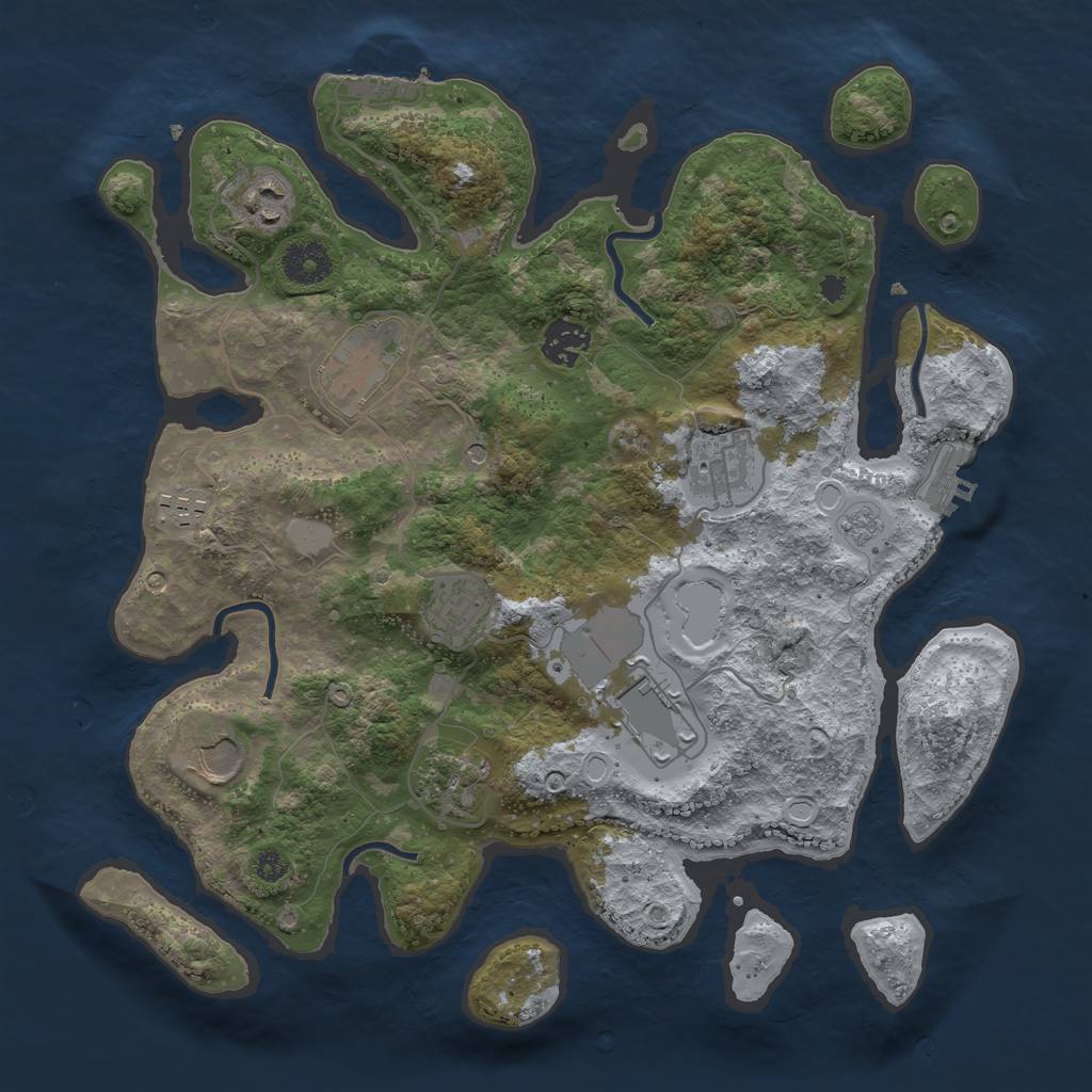 Rust Map: Procedural Map, Size: 3500, Seed: 223385465, 18 Monuments
