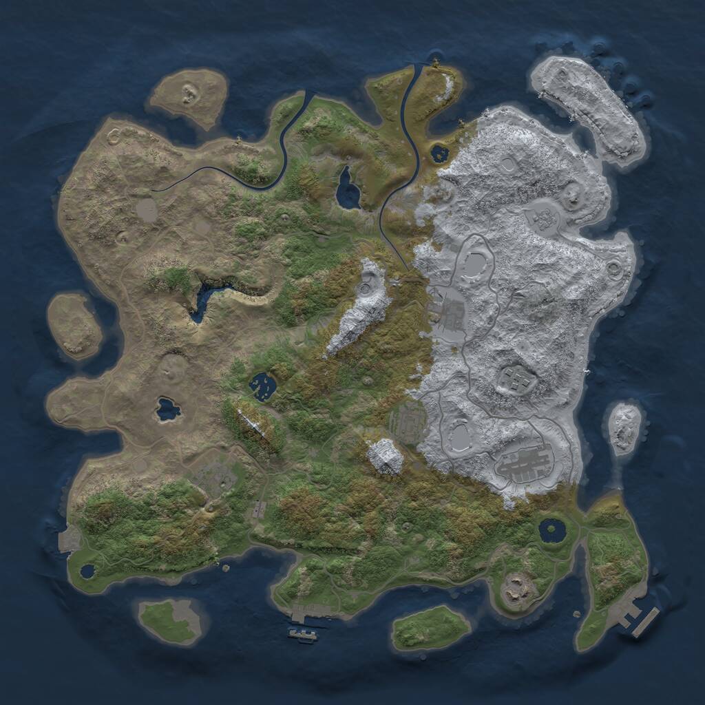 Rust Map: Procedural Map, Size: 4000, Seed: 274705050, 12 Monuments