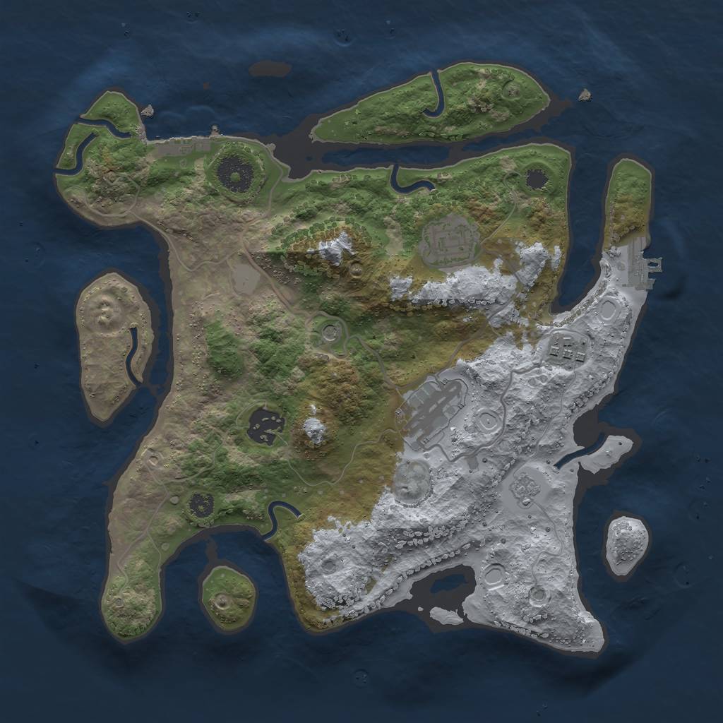Rust Map: Procedural Map, Size: 3000, Seed: 728847302, 13 Monuments