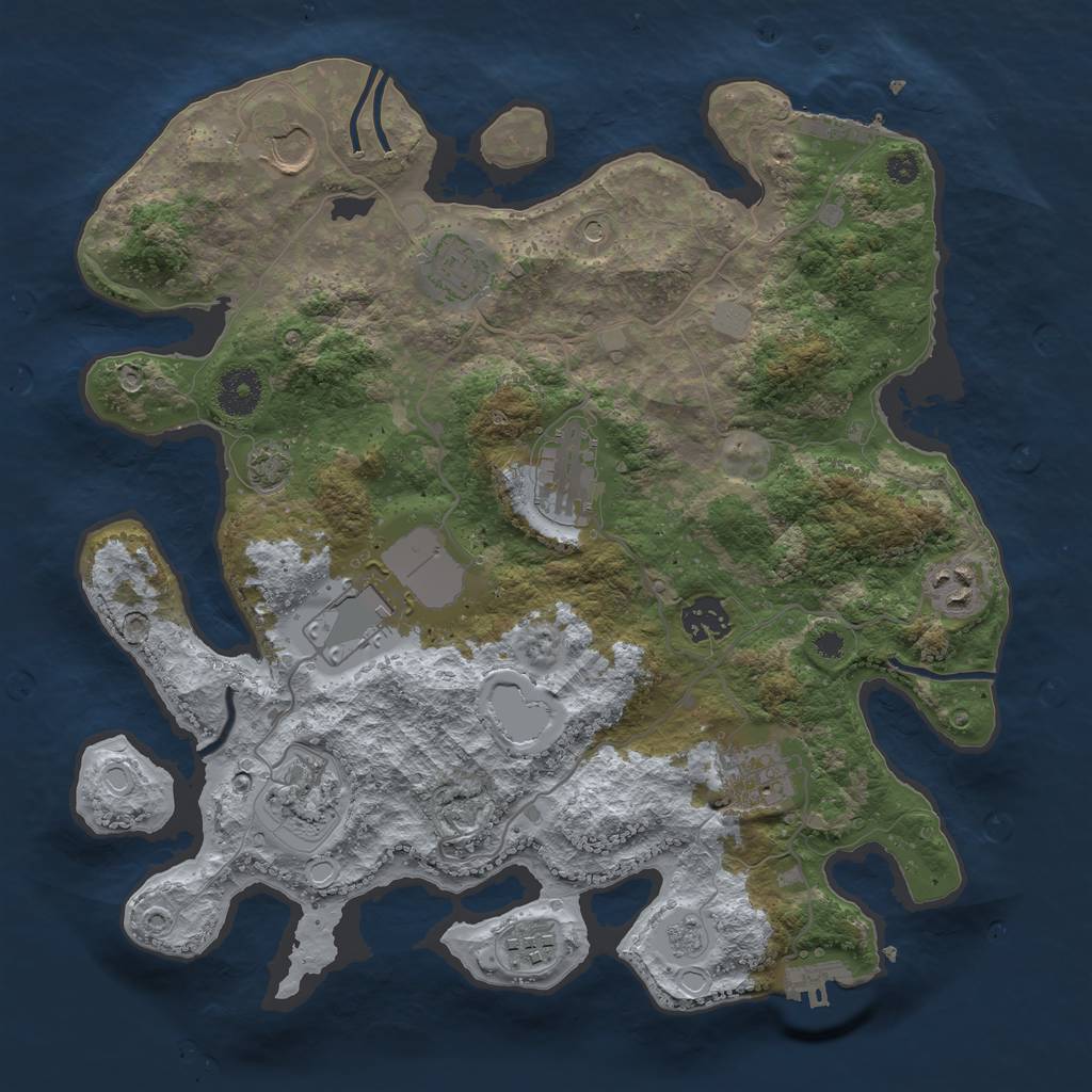 Rust Map: Procedural Map, Size: 3500, Seed: 927019169, 17 Monuments