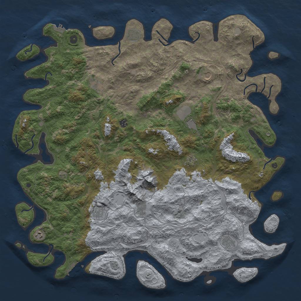 Rust Map: Procedural Map, Size: 5500, Seed: 21457845, 20 Monuments