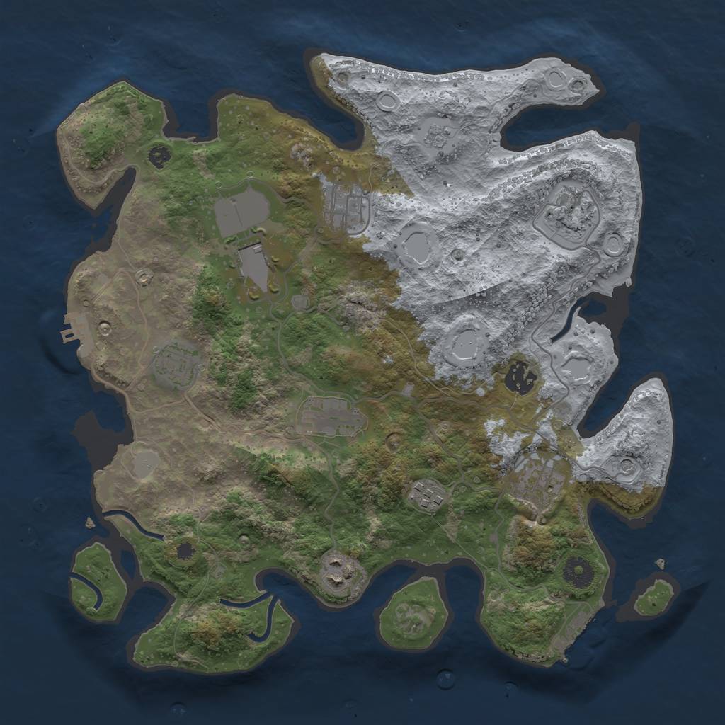 Rust Map: Procedural Map, Size: 3500, Seed: 1635831, 18 Monuments