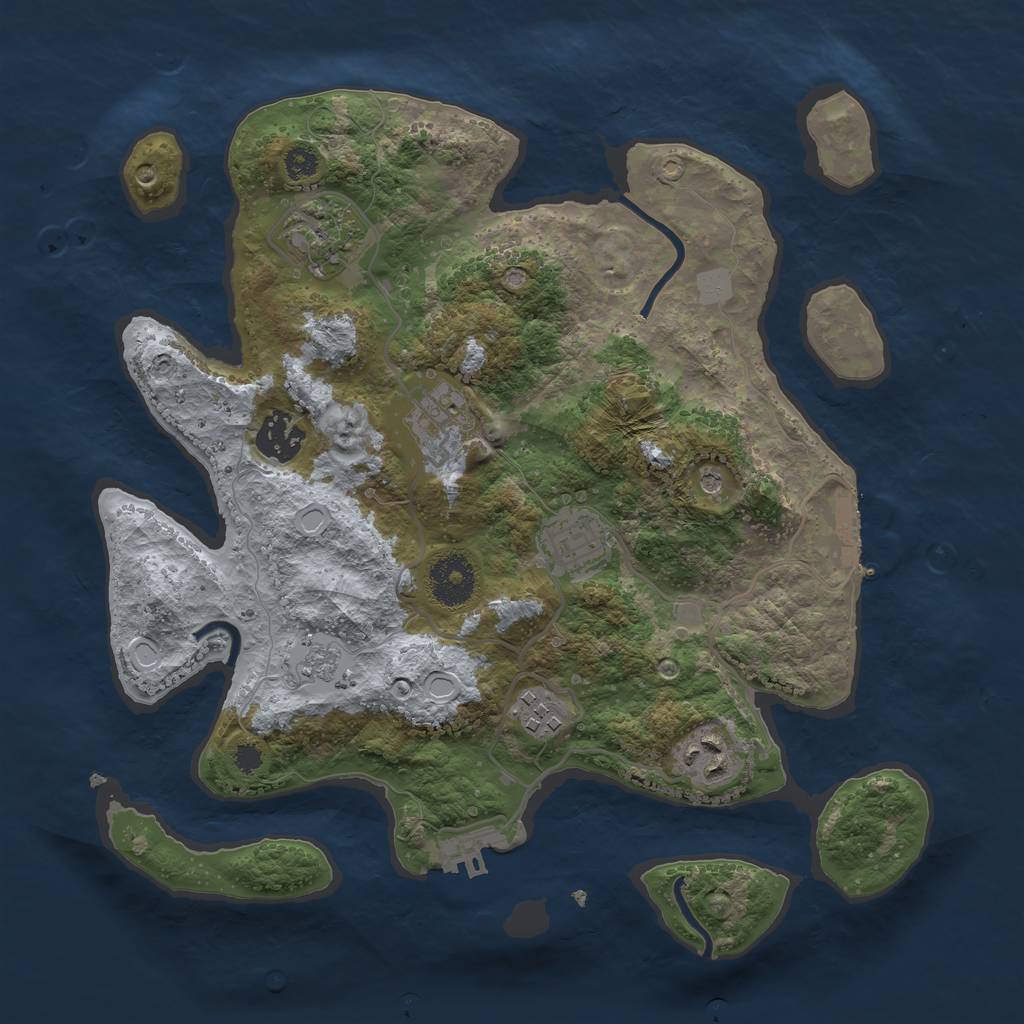 Rust Map: Procedural Map, Size: 3200, Seed: 2120199804, 15 Monuments