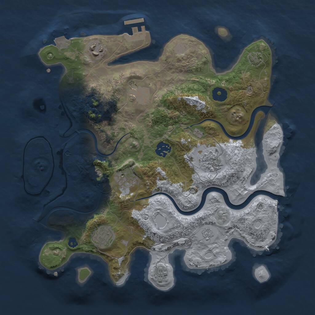Rust Map: Procedural Map, Size: 3200, Seed: 82315491, 12 Monuments