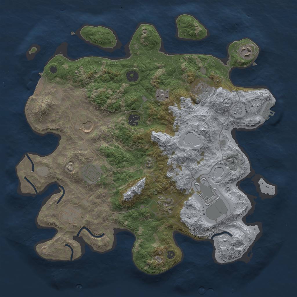 Rust Map: Procedural Map, Size: 3700, Seed: 1268596590, 18 Monuments