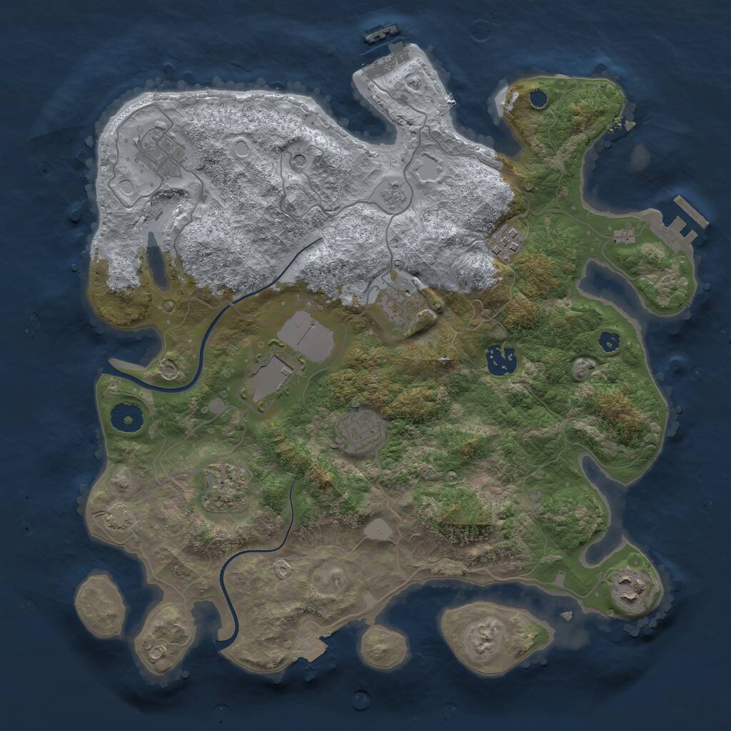 Rust Map: Procedural Map, Size: 3500, Seed: 1296968934, 14 Monuments