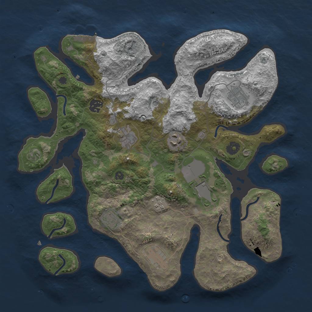 Rust Map: Procedural Map, Size: 3500, Seed: 220, 12 Monuments