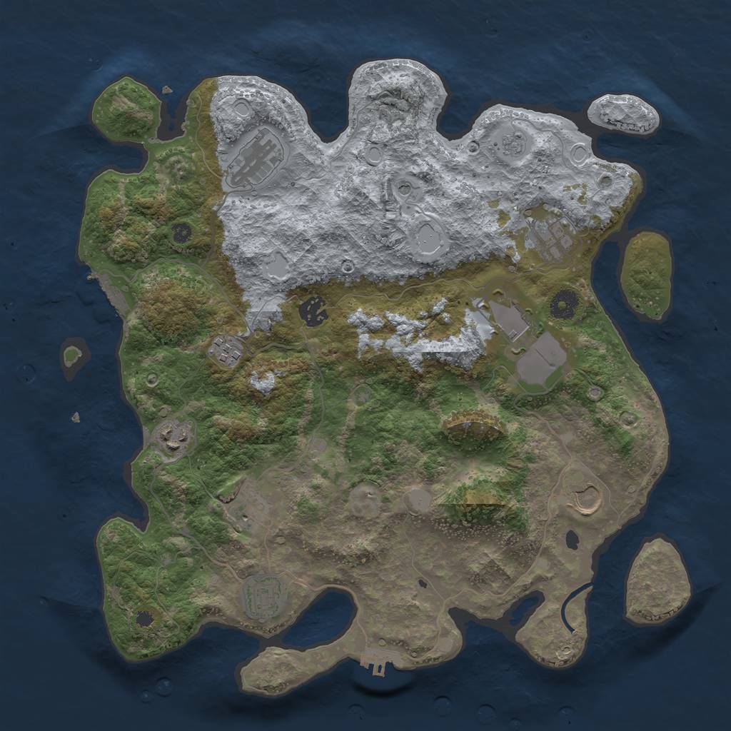 Rust Map: Procedural Map, Size: 3750, Seed: 845770181, 18 Monuments