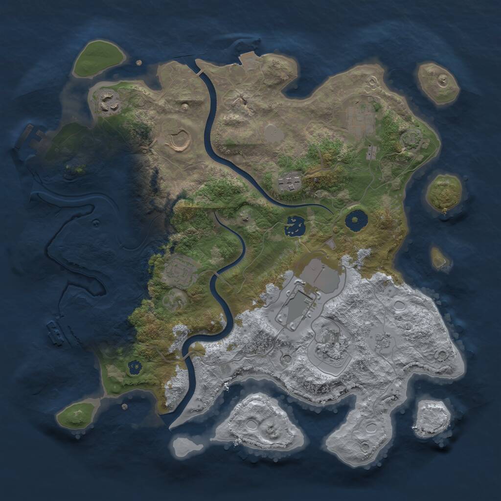 Rust Map: Procedural Map, Size: 3500, Seed: 1692975267, 14 Monuments