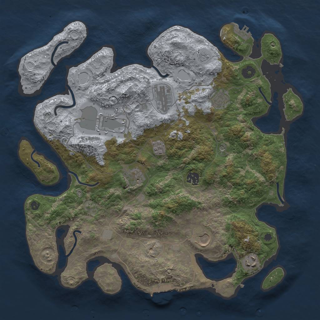 Rust Map: Procedural Map, Size: 3700, Seed: 1646794127, 17 Monuments