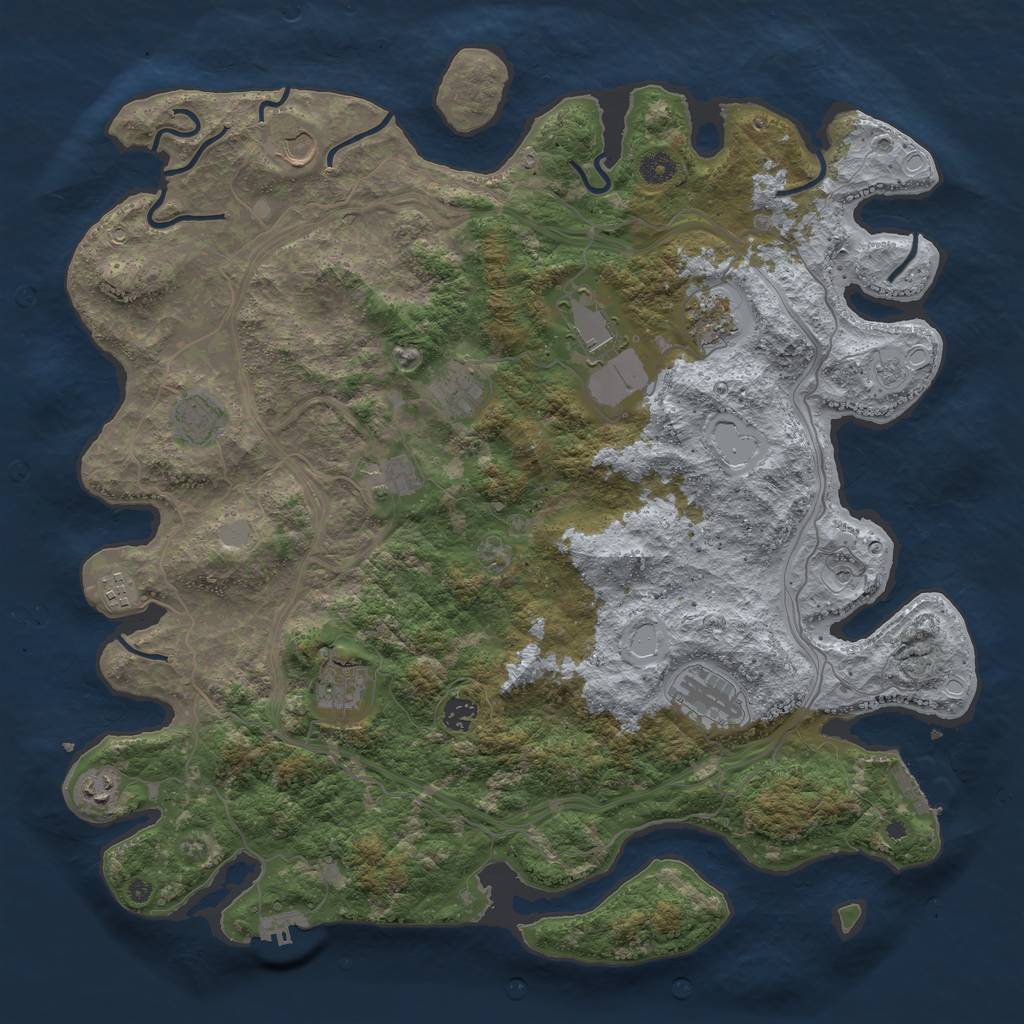 Rust Map: Procedural Map, Size: 4500, Seed: 955296448, 20 Monuments