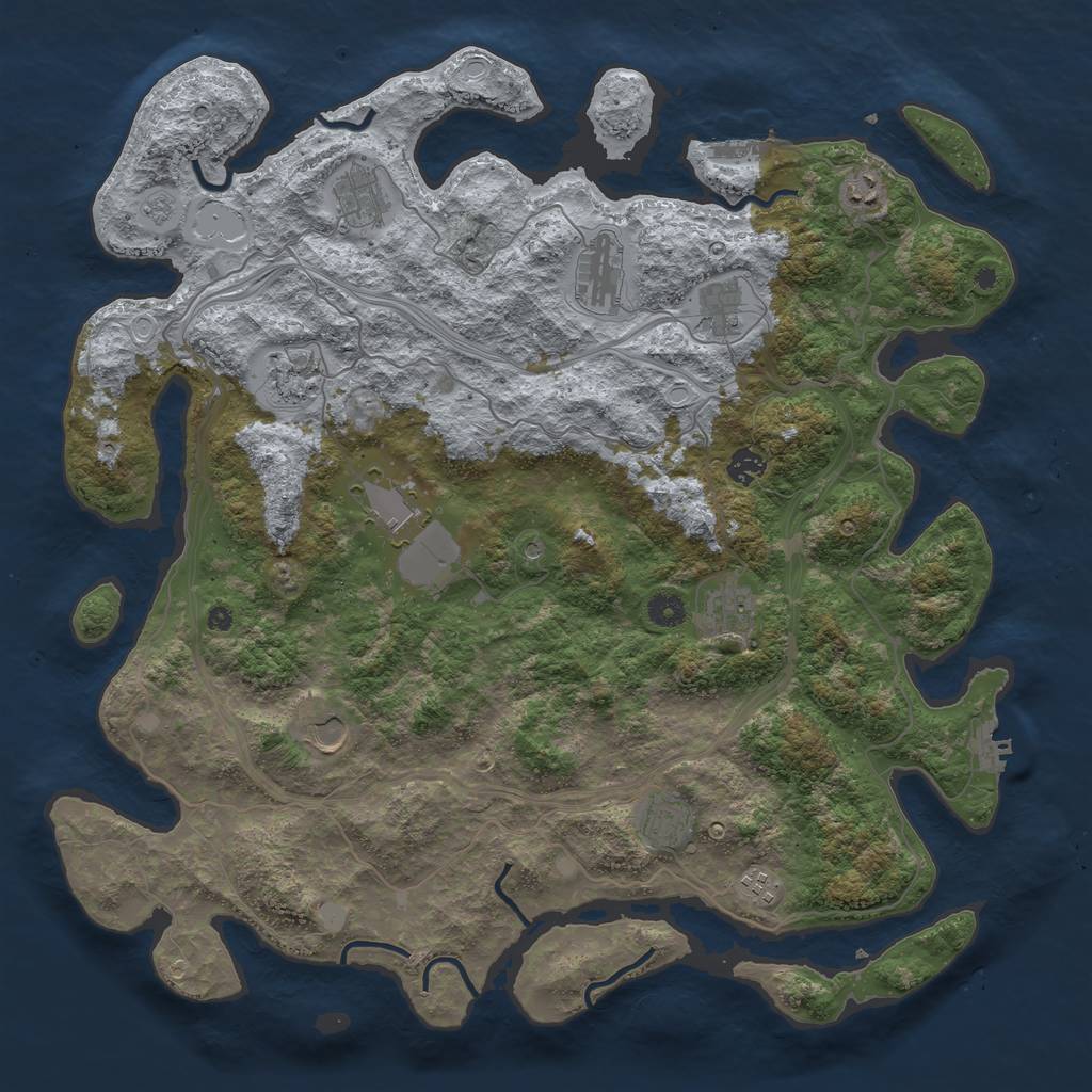 Rust Map: Procedural Map, Size: 4500, Seed: 707754973, 20 Monuments