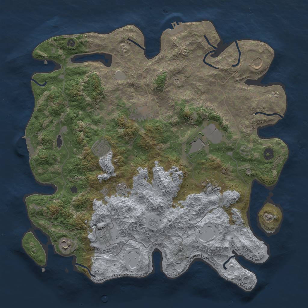 Rust Map: Procedural Map, Size: 4000, Seed: 57614675, 17 Monuments