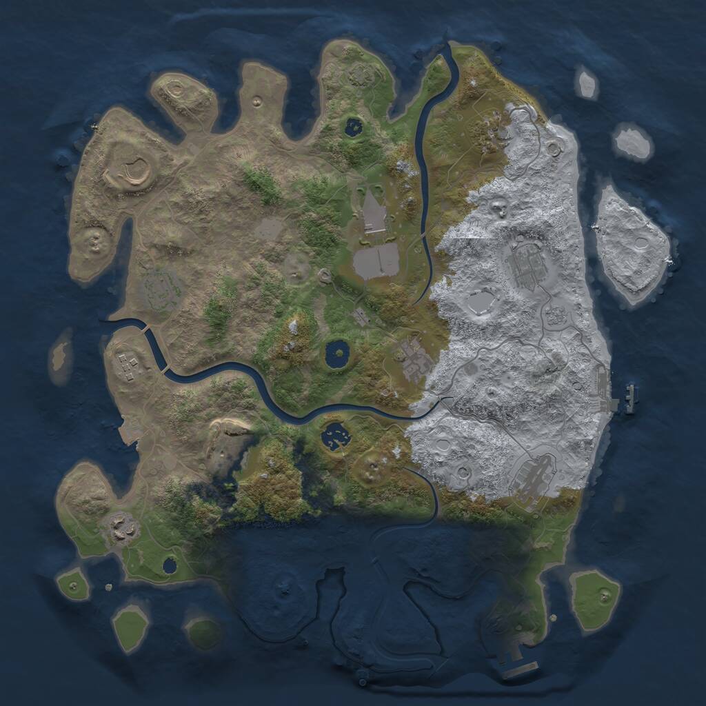 Rust Map: Procedural Map, Size: 3950, Seed: 22799245, 17 Monuments