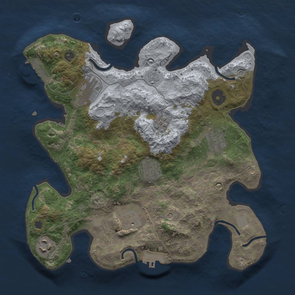Rust Map: Procedural Map, Size: 3000, Seed: 1759554516, 15 Monuments