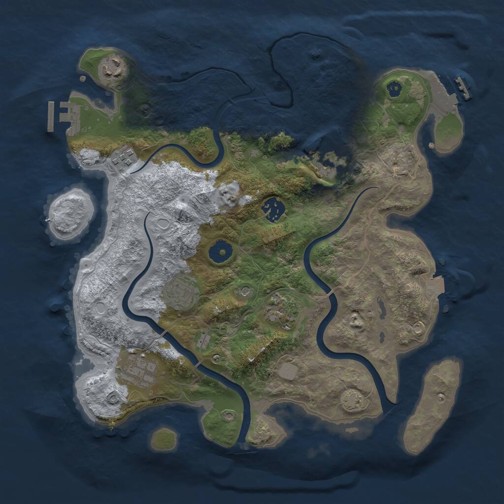 Rust Map: Procedural Map, Size: 3350, Seed: 1342089831, 12 Monuments