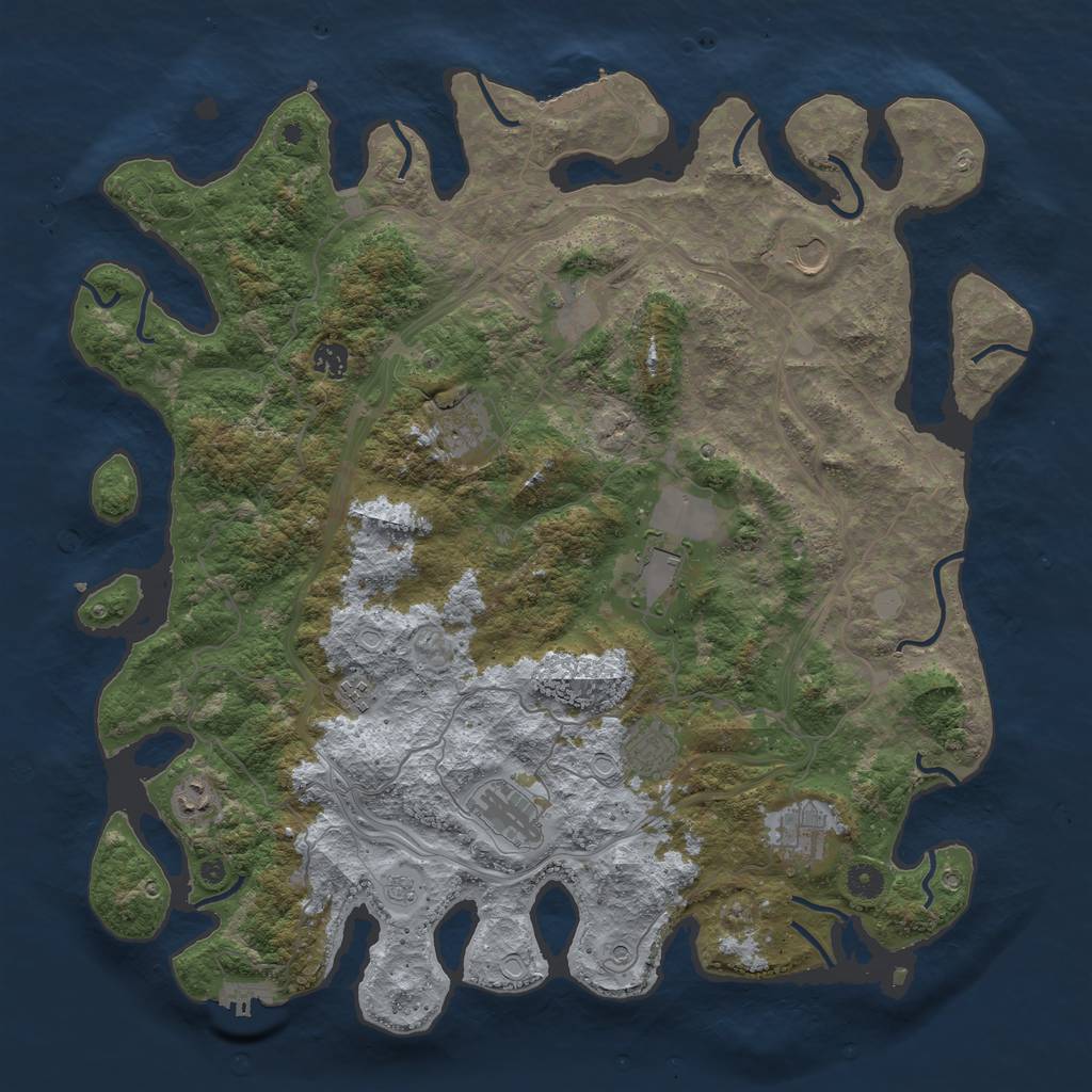 Rust Map: Procedural Map, Size: 4500, Seed: 1135241847, 19 Monuments