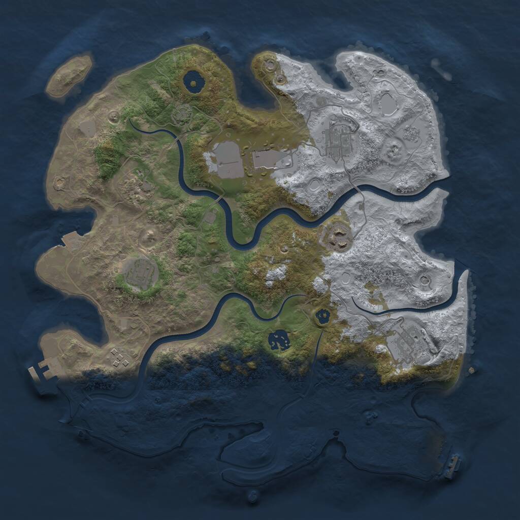Rust Map: Procedural Map, Size: 3600, Seed: 2141634846, 14 Monuments