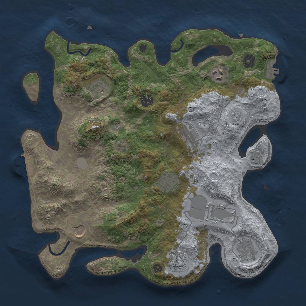 Rust Map: Procedural Map, Size: 3500, Seed: 2556892, 19 Monuments