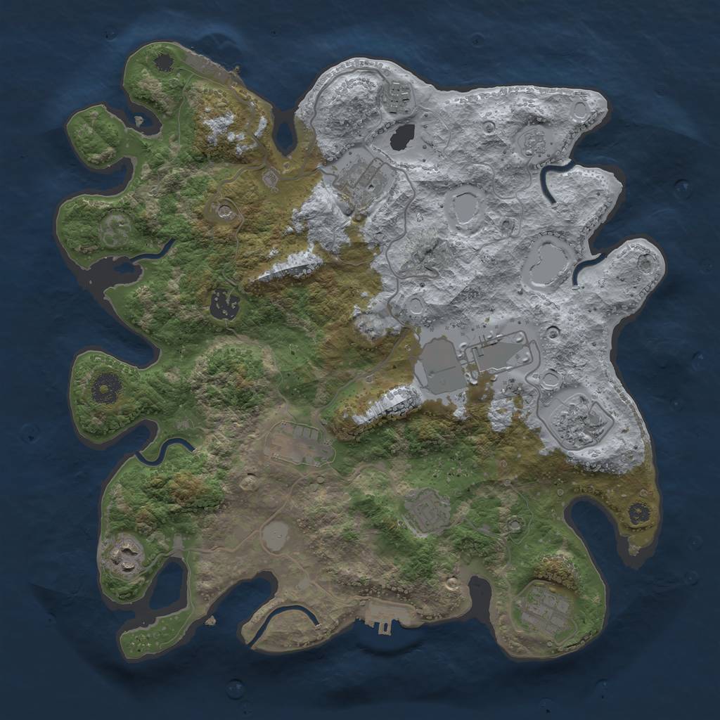 Rust Map: Procedural Map, Size: 3500, Seed: 119028907, 18 Monuments