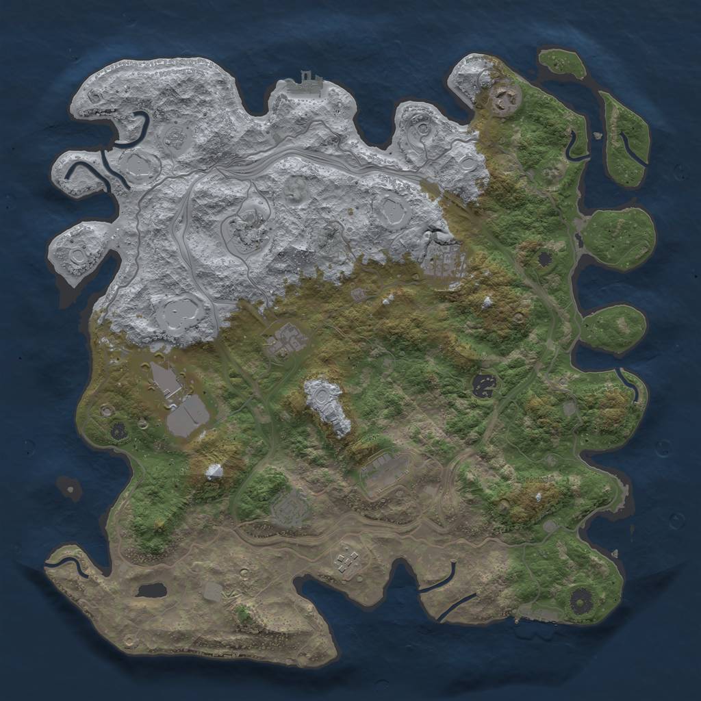 Rust Map: Procedural Map, Size: 4250, Seed: 962294005, 18 Monuments