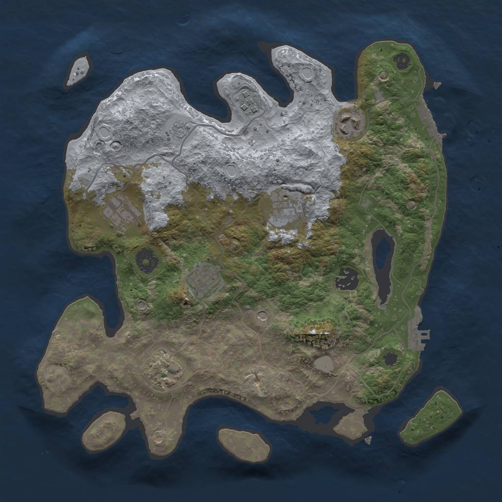 Rust Map: Procedural Map, Size: 3200, Seed: 805276885, 16 Monuments