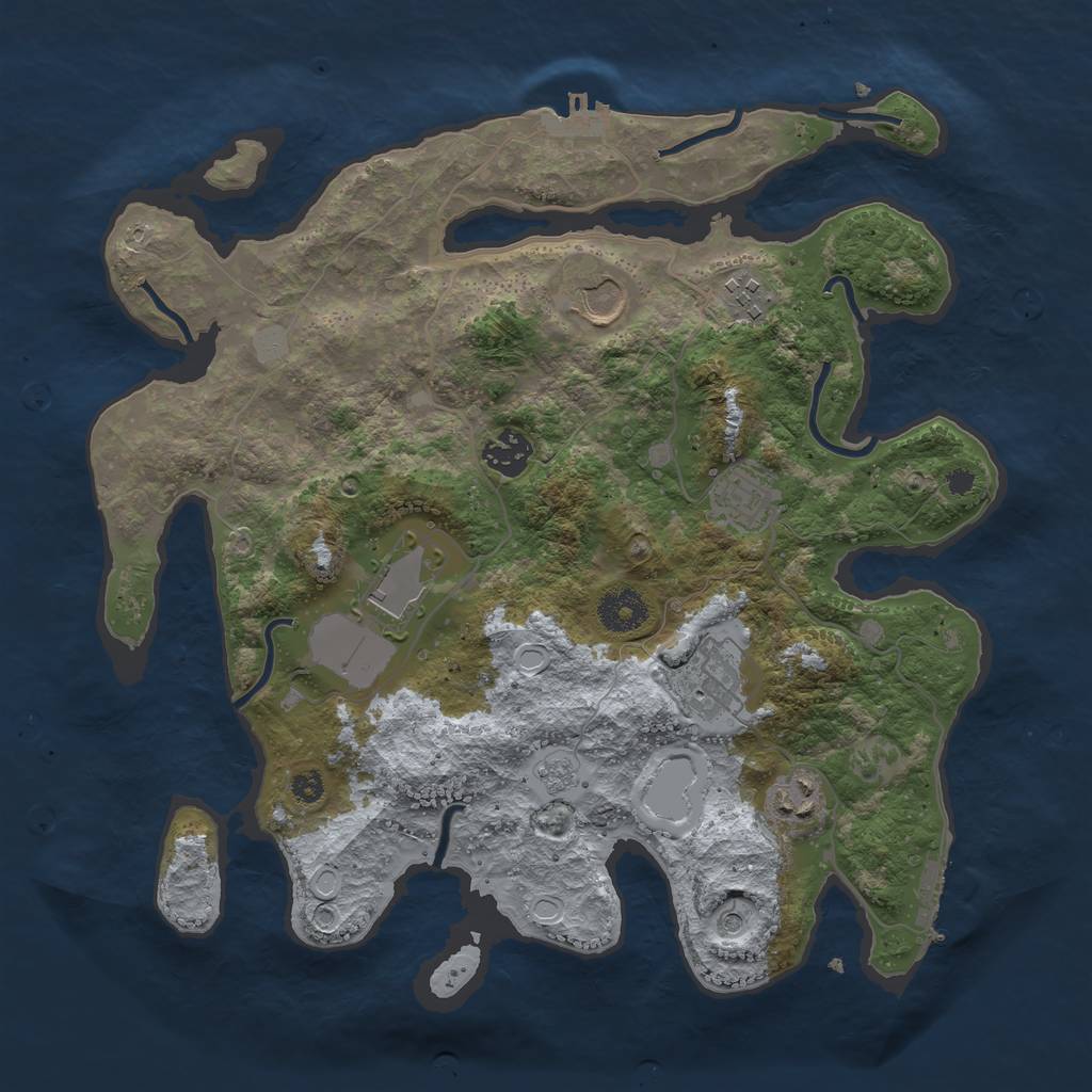 Rust Map: Procedural Map, Size: 3500, Seed: 715628138, 16 Monuments