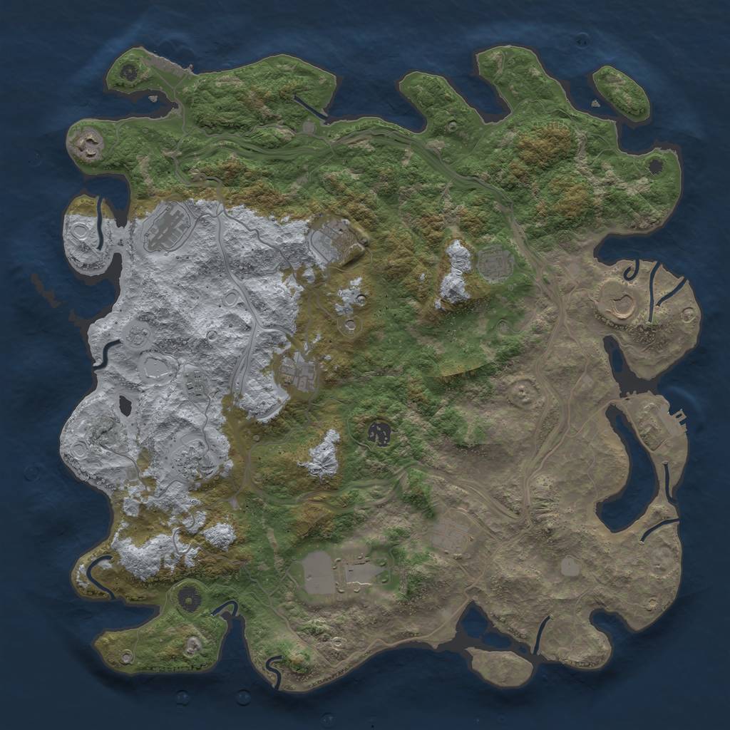 Rust Map: Procedural Map, Size: 4500, Seed: 201063096, 20 Monuments