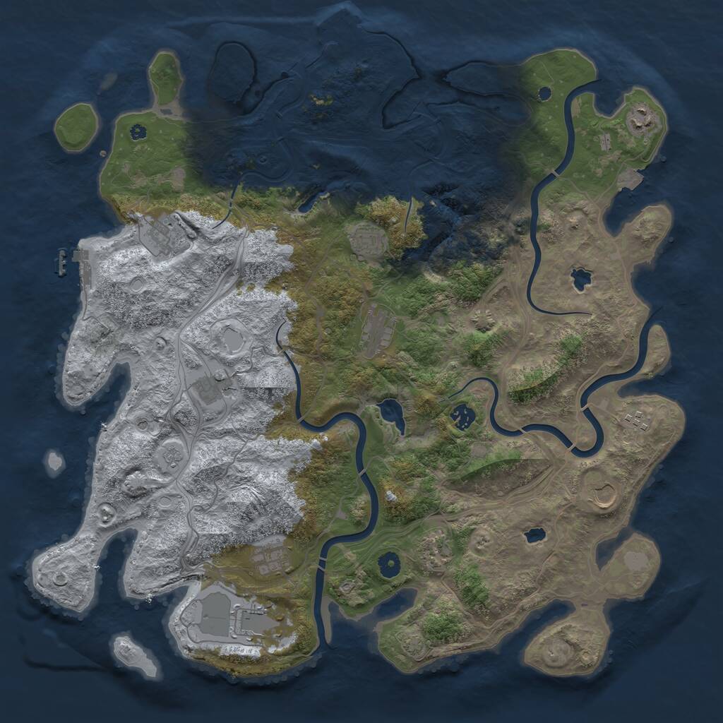 Rust Map: Procedural Map, Size: 4500, Seed: 887788702, 17 Monuments
