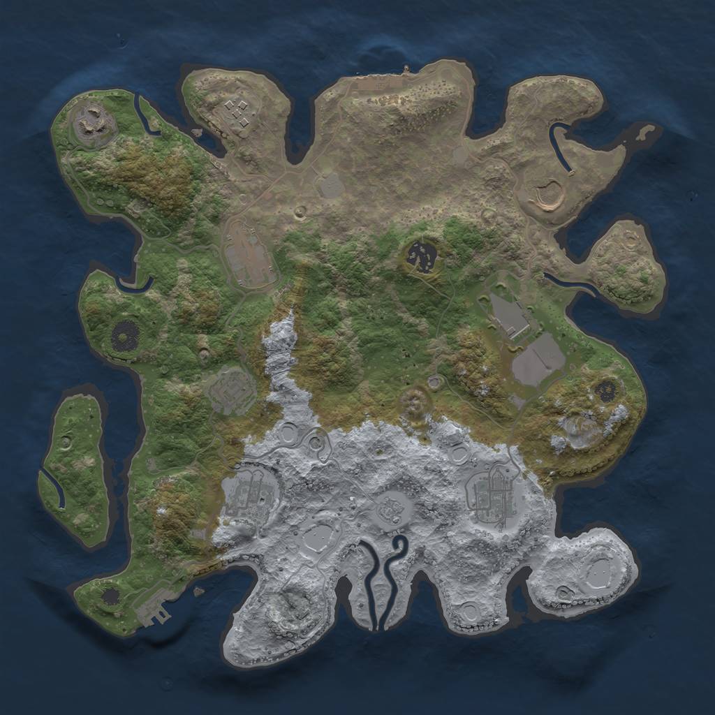 Rust Map: Procedural Map, Size: 3500, Seed: 488920884, 16 Monuments