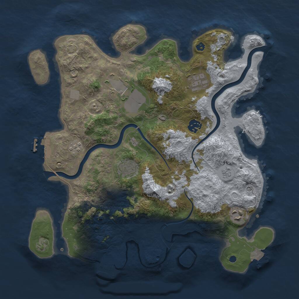 Rust Map: Procedural Map, Size: 3500, Seed: 1413668161, 12 Monuments