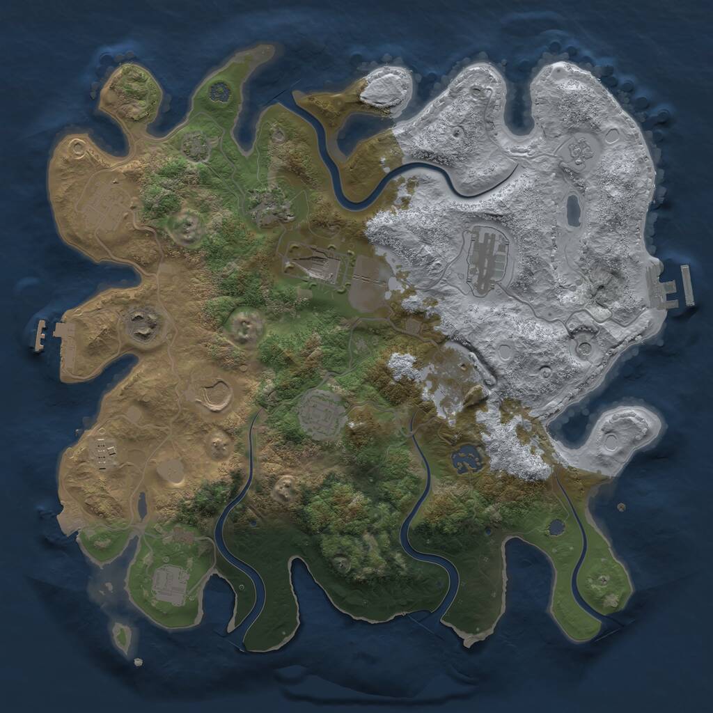 Rust Map: Procedural Map, Size: 3500, Seed: 480153091, 18 Monuments