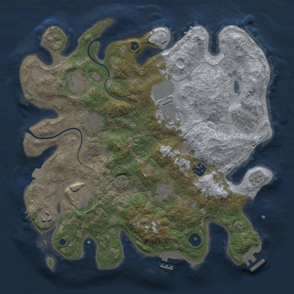 Rust Map: Procedural Map, Size: 3500, Seed: 480153091, 15 Monuments