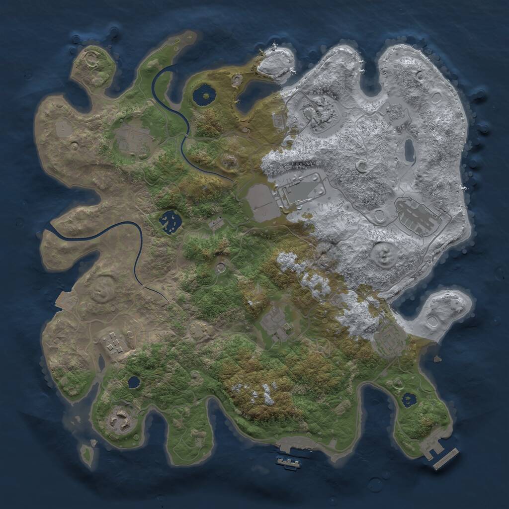 Rust Map: Procedural Map, Size: 3500, Seed: 480153091, 15 Monuments