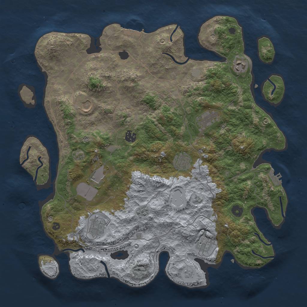 Rust Map: Procedural Map, Size: 4000, Seed: 3213123, 18 Monuments