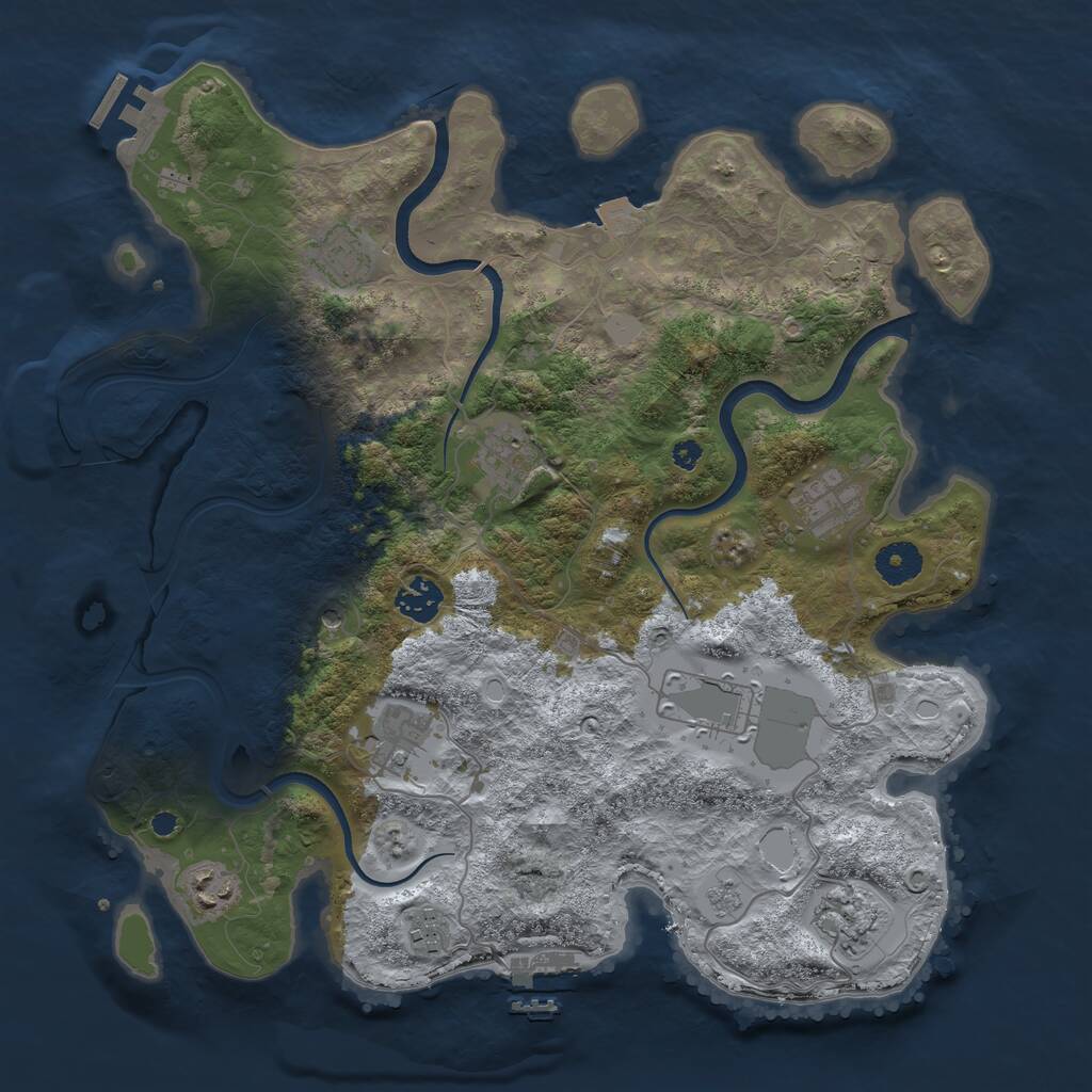Rust Map: Procedural Map, Size: 3700, Seed: 617041149, 15 Monuments