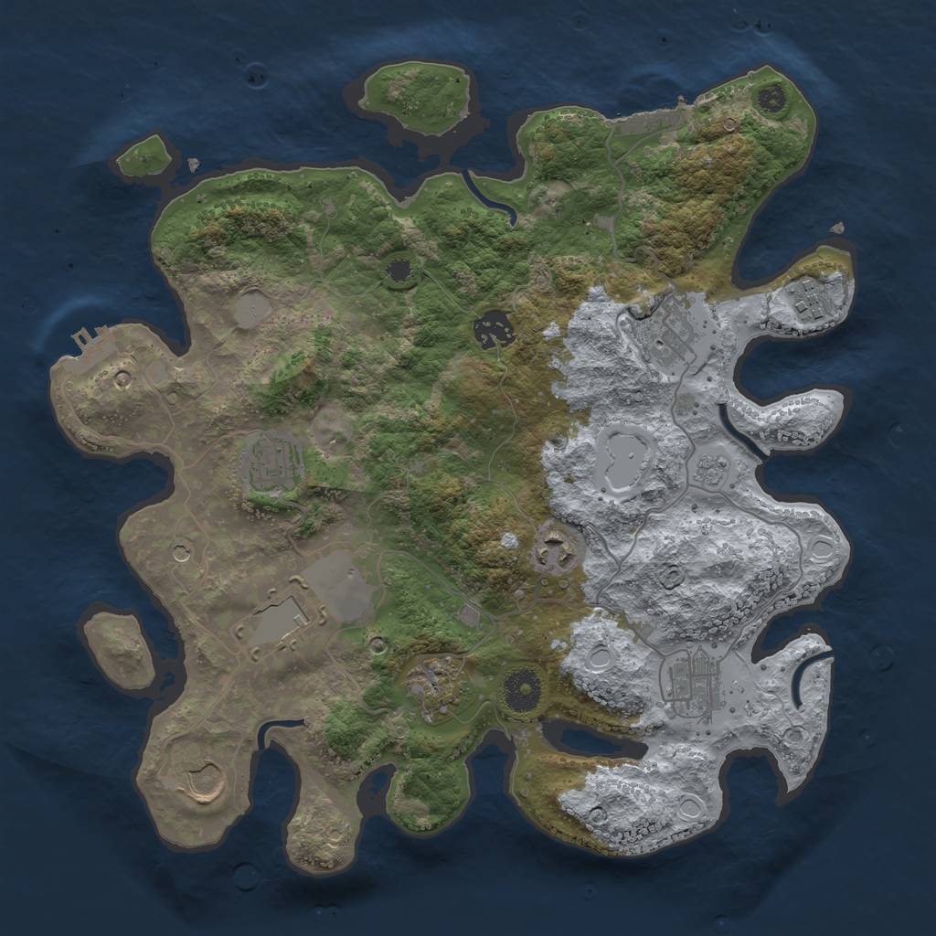 Rust Map: Procedural Map, Size: 3500, Seed: 2111927767, 18 Monuments
