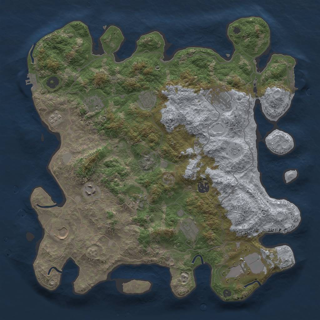 Rust Map: Procedural Map, Size: 4000, Seed: 1423015942, 19 Monuments